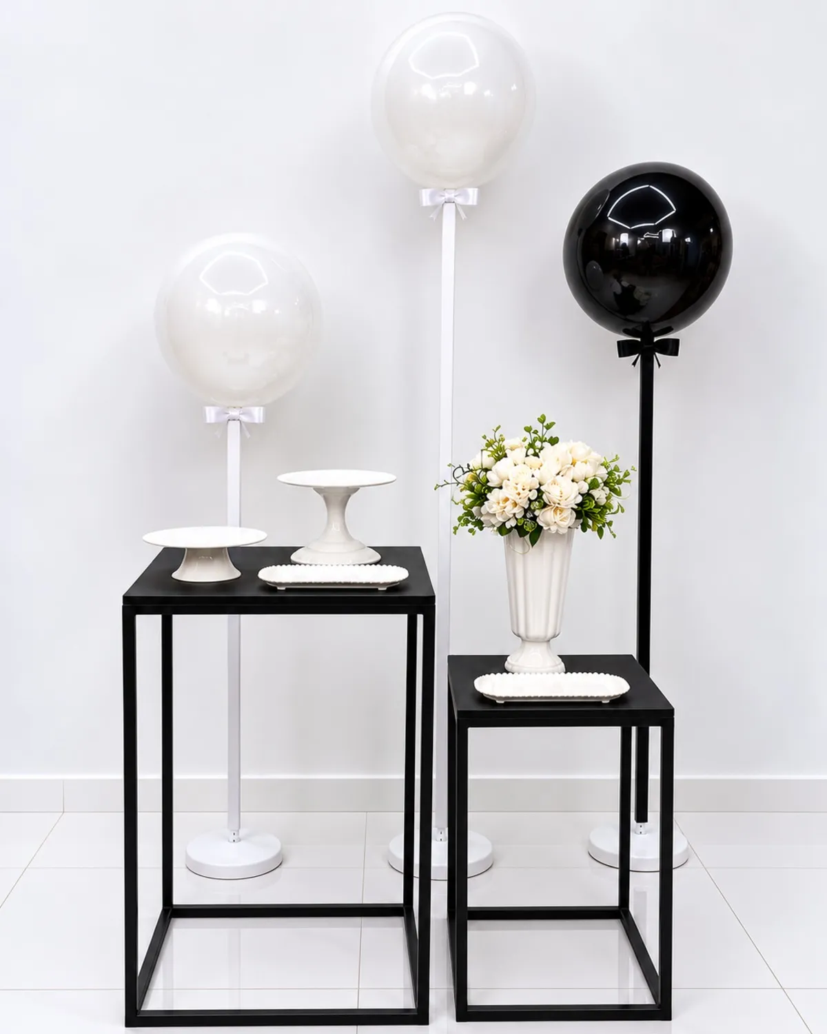 festa na mesa / balão preto e branco 2