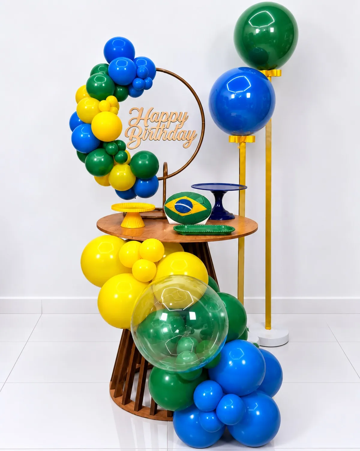 copa / festa na mesa/ balao verde e azul