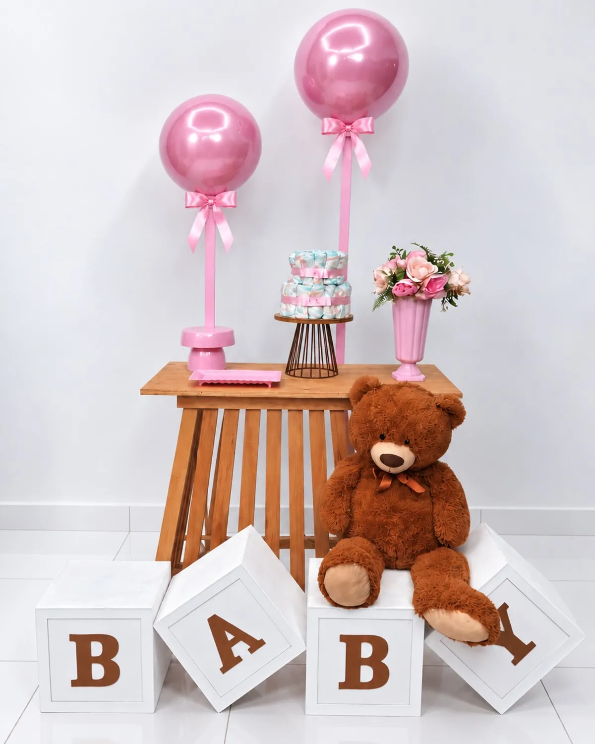cha de bebe / baby / balão rosa