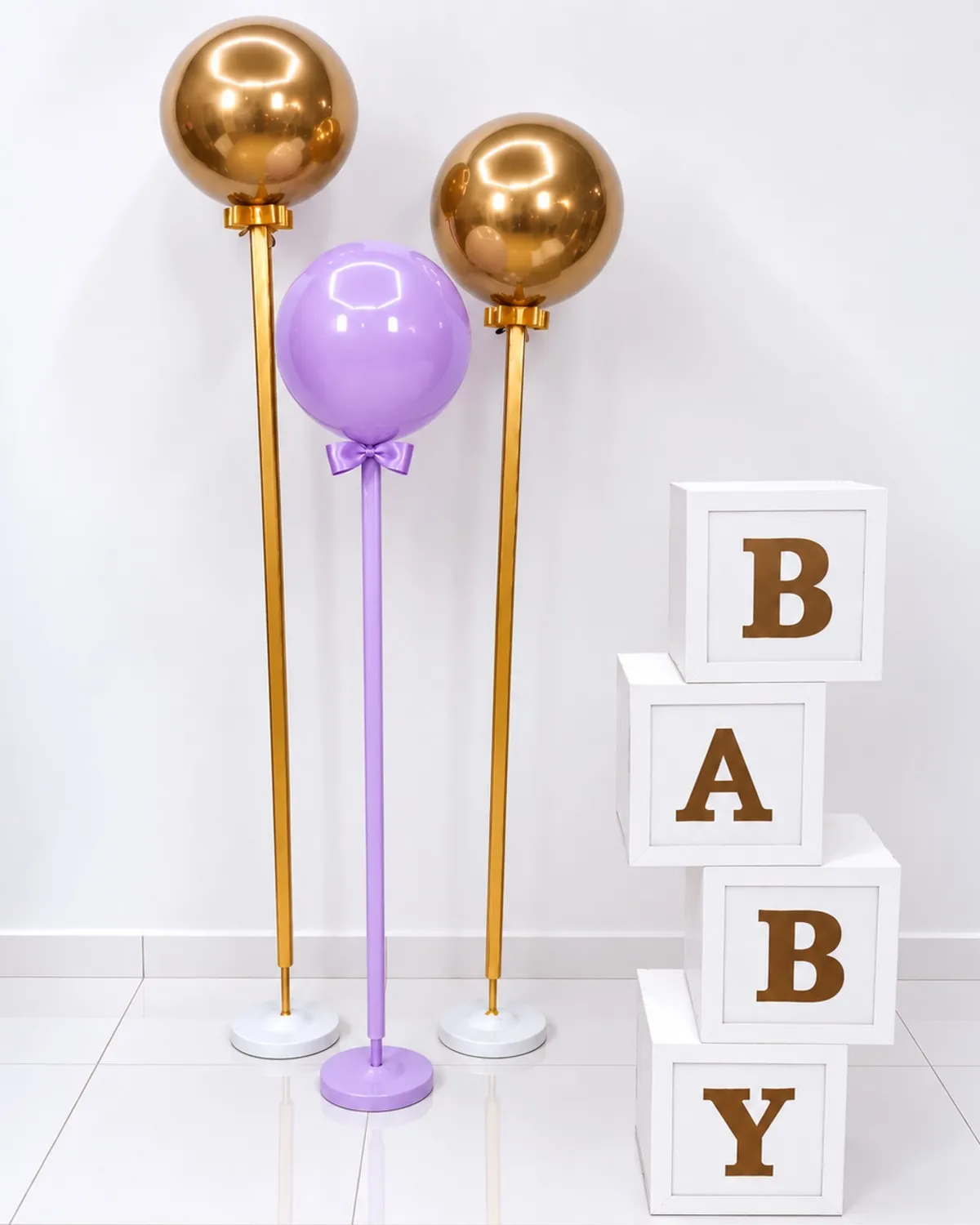 baby/ balão dourado e lilas