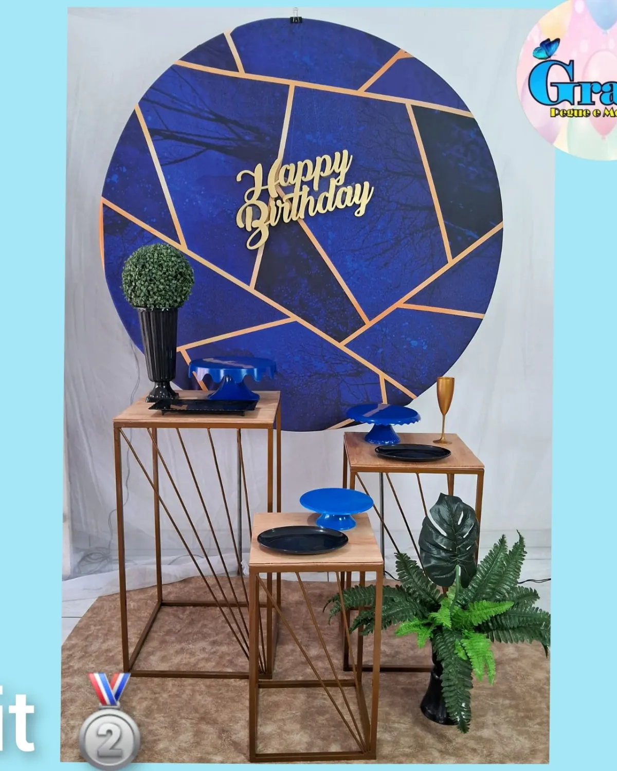 azul happy birthday prata