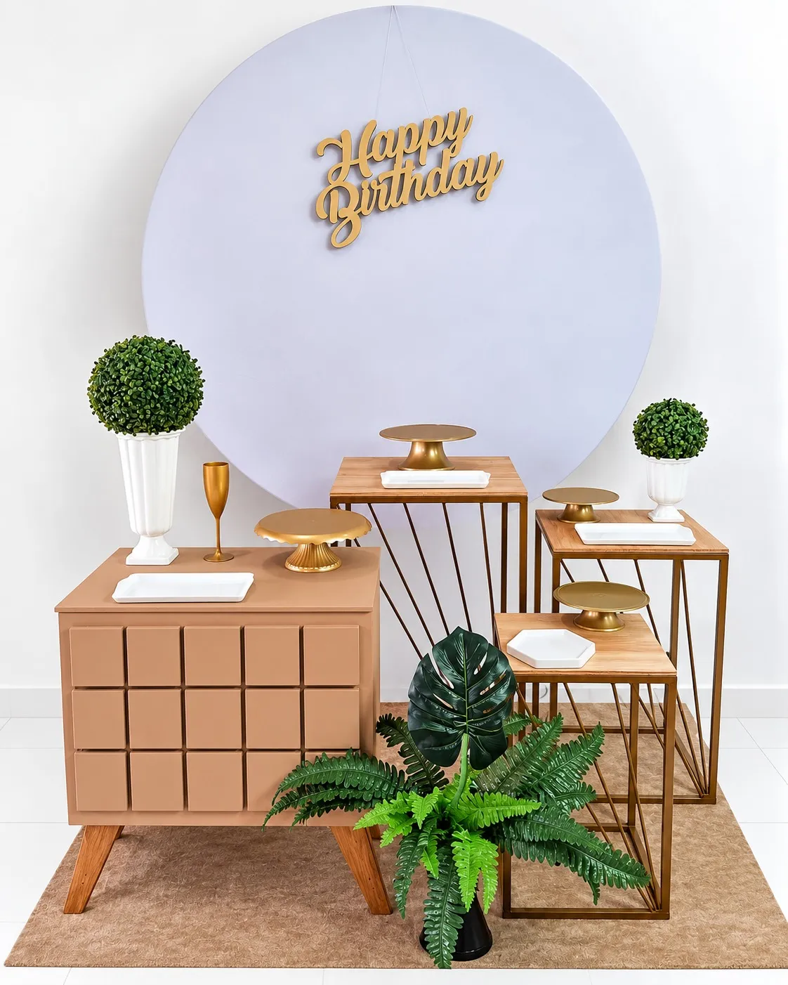 neutro branco happy birthday ouro