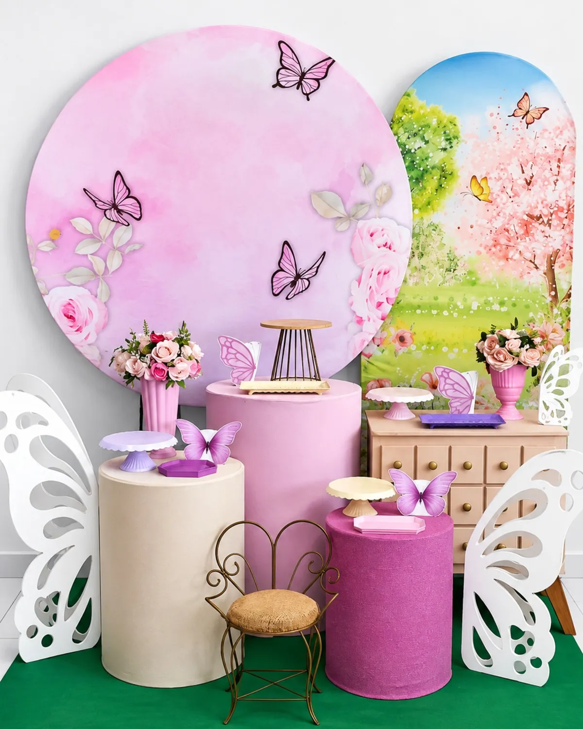 borboleta rosa composição