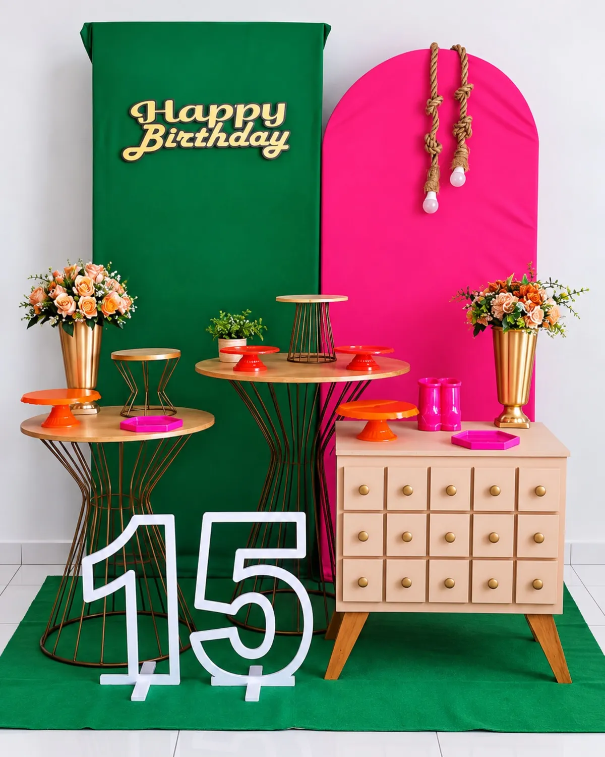 15 anos /  rosa e verde