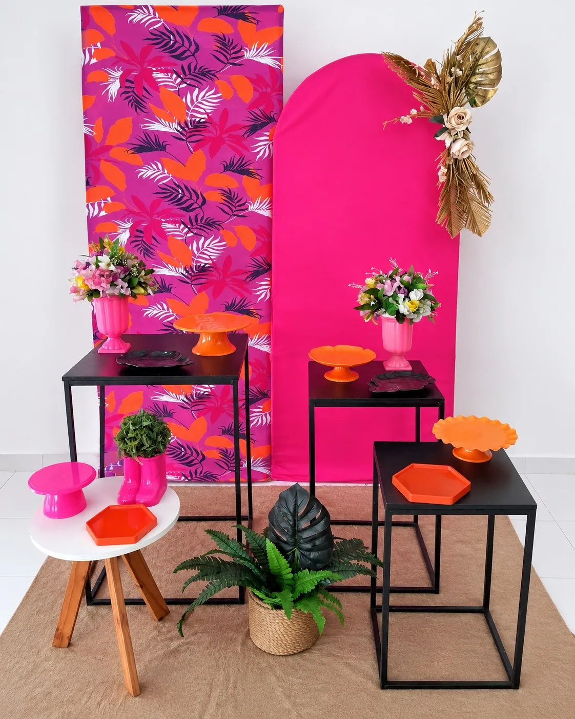 PAINEL ROMANO ROSA PINK E LARANJA