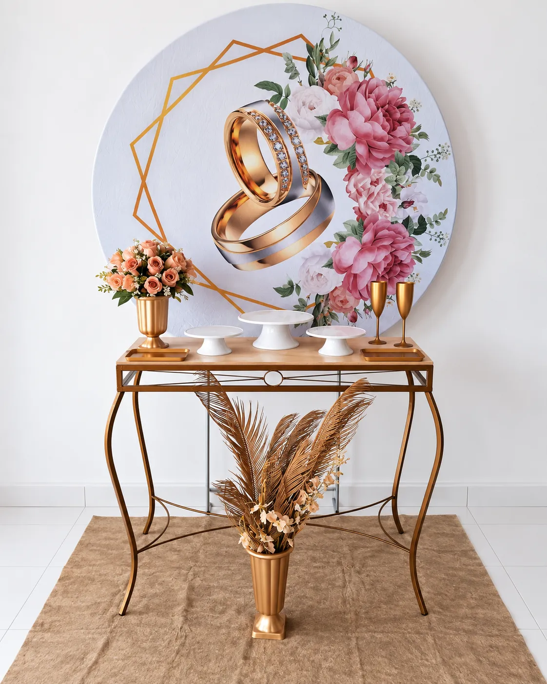 CASAMENTO ALIANÇA DOURADA COM PEDRINHAS