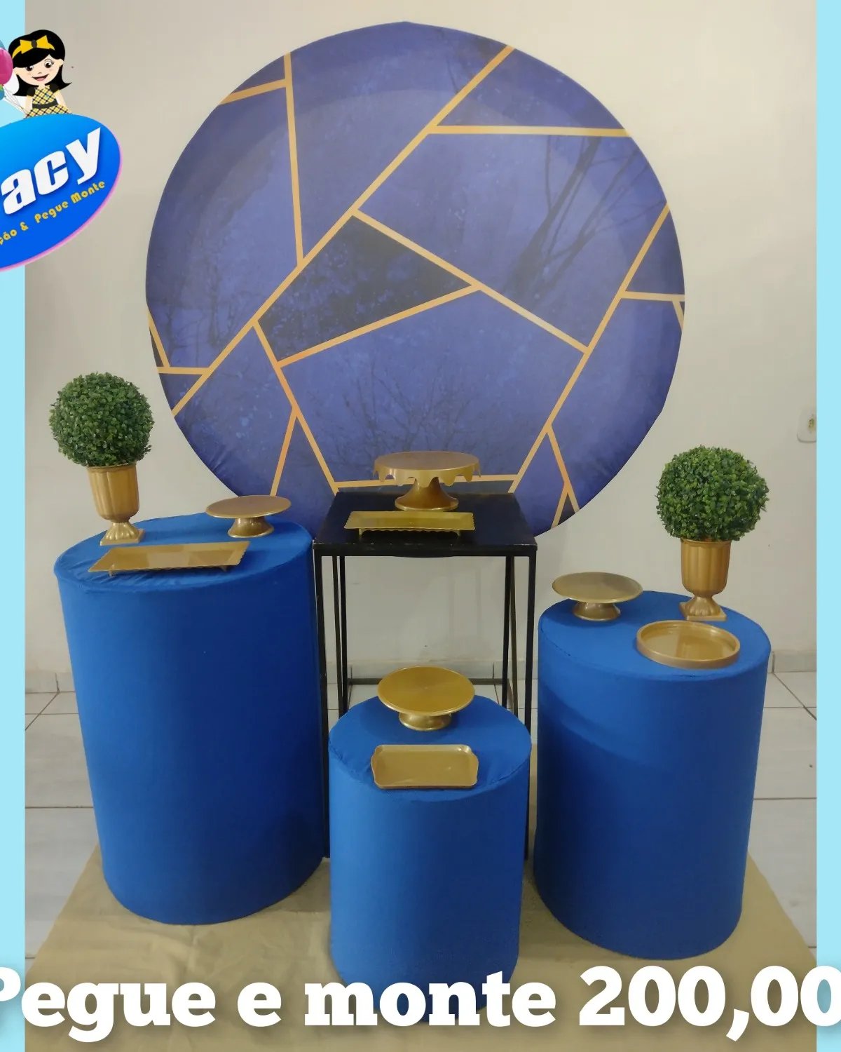 AZUL COM DOURADO OURO