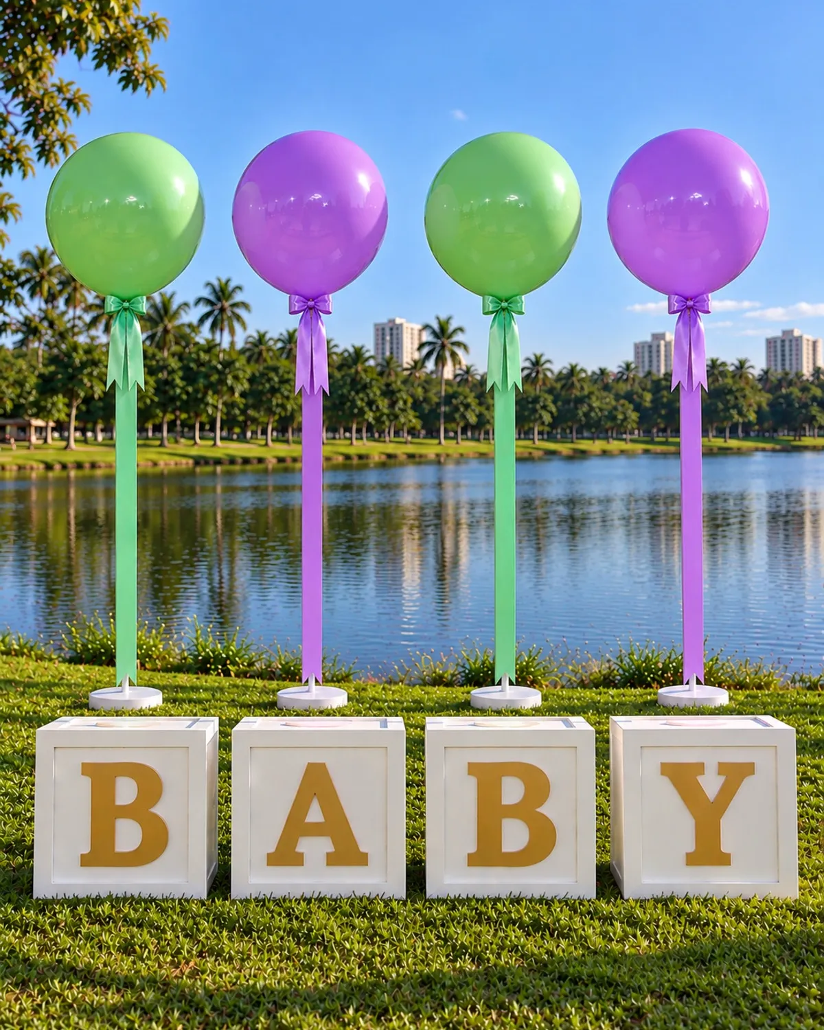 baby/ balão lilas e verde / cha revelação