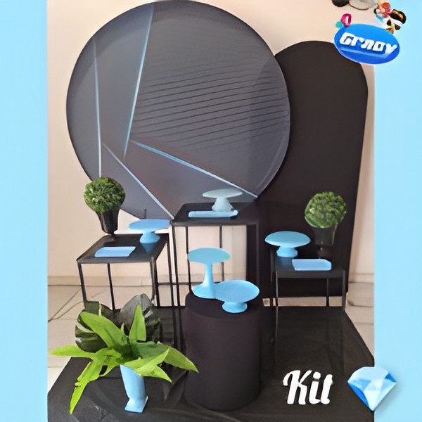 kit preto e azul diamante