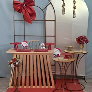 natal / laço vermelho / janela / romano