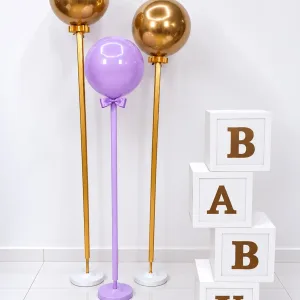 baby/ balão dourado e lilas