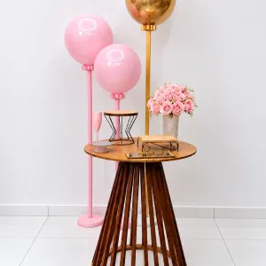 festa na mesa / balão rosa e dourado