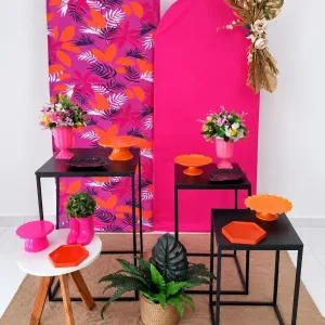 PAINEL ROMANO ROSA PINK E LARANJA