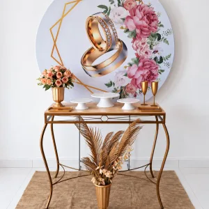 CASAMENTO ALIANÇA DOURADA COM PEDRINHAS